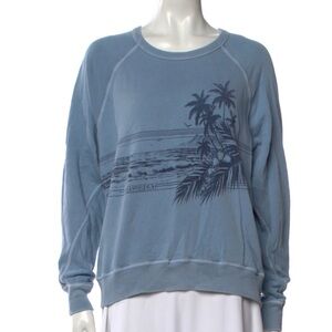 The Great College Palm Leaf Beach Print Sweatshirt Sz 3 Distressed Coastal Boho